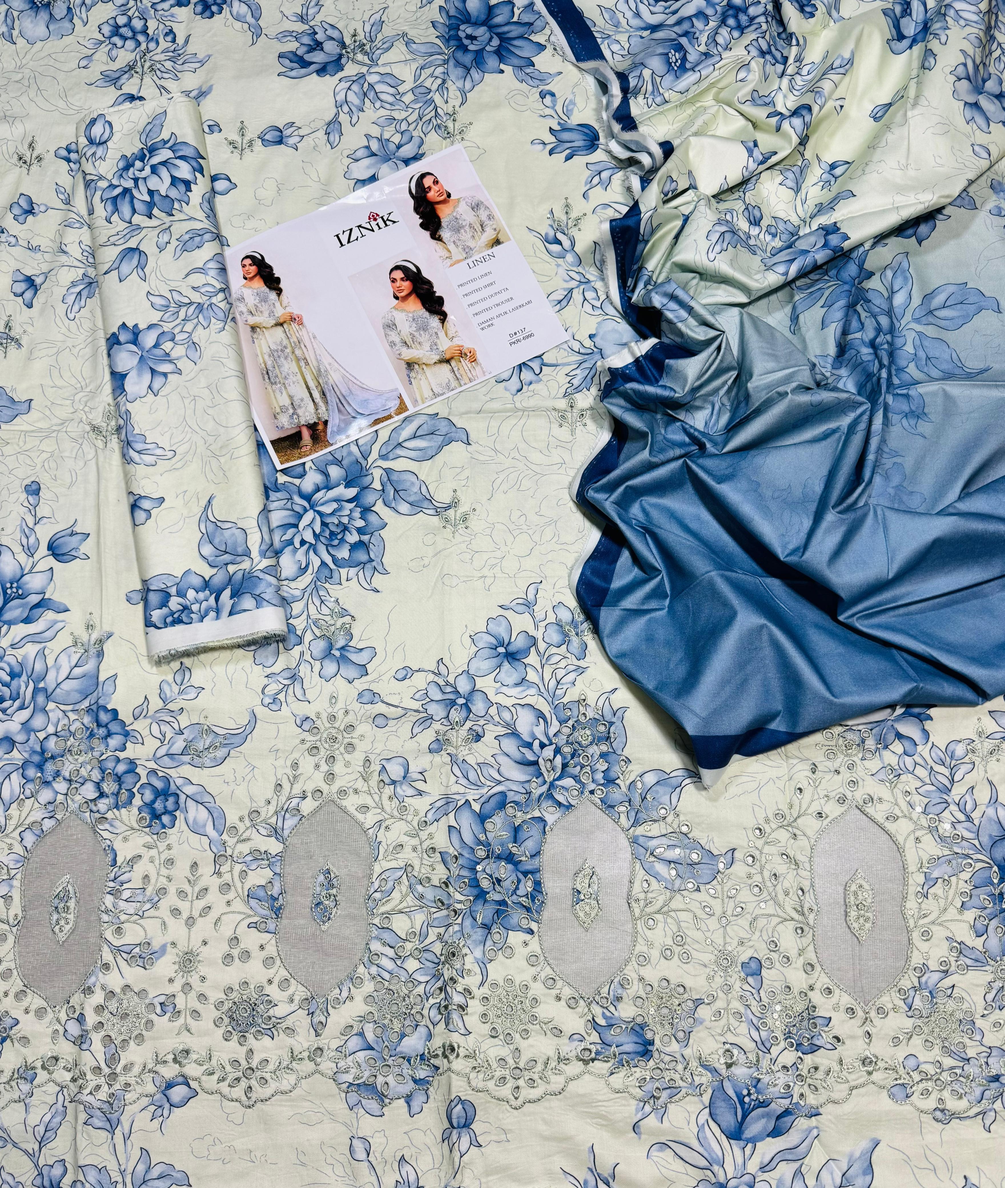 IZNIK LINEN FULL EMBROIDERED 3pc