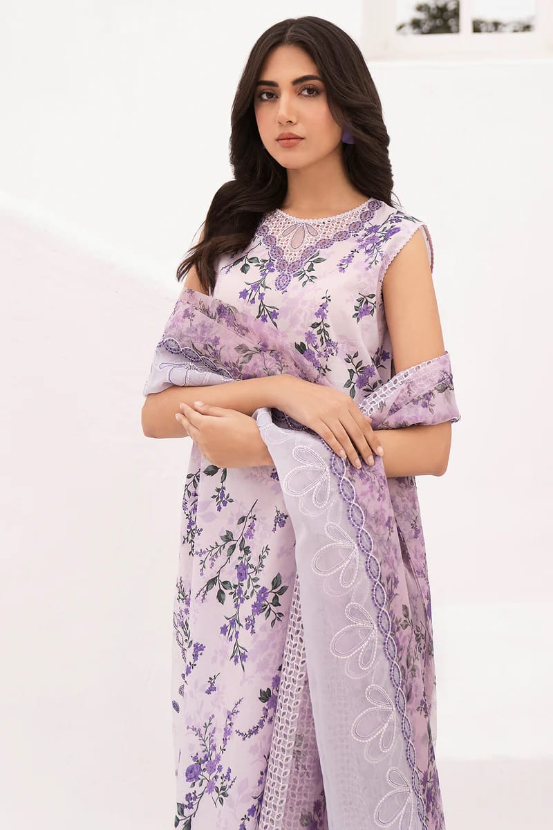 Baroque Embroidered Lawn Print 3pc SL-7892