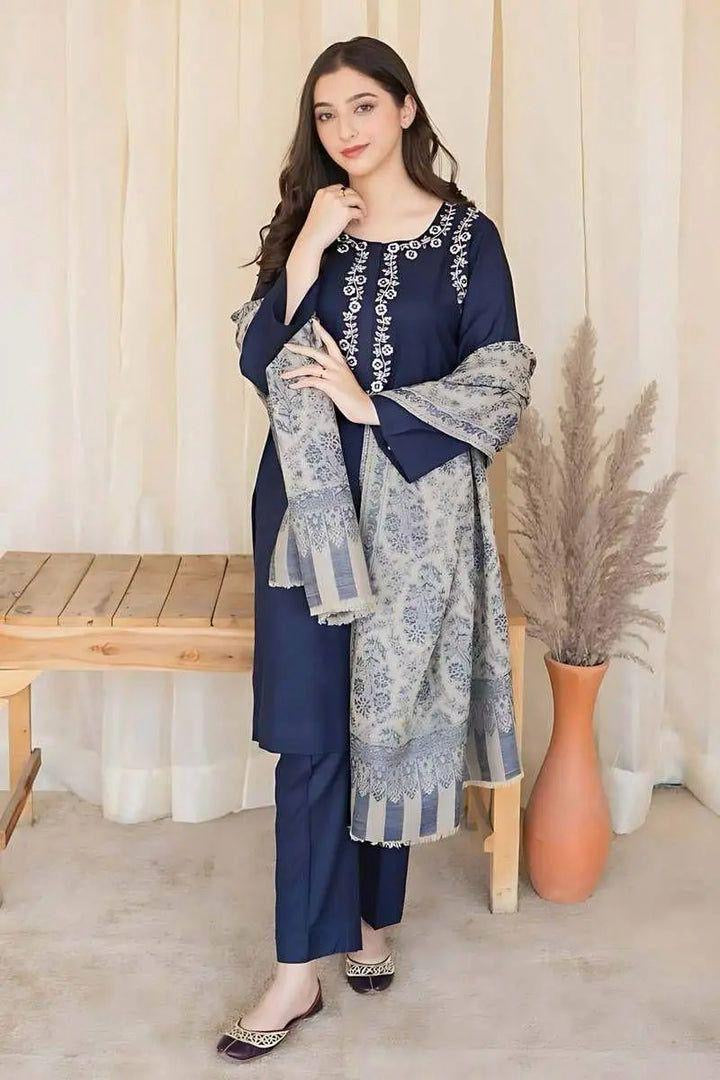 ASLING-DHANK EMBROIDERD UNSTICH 3pc(WA-465)