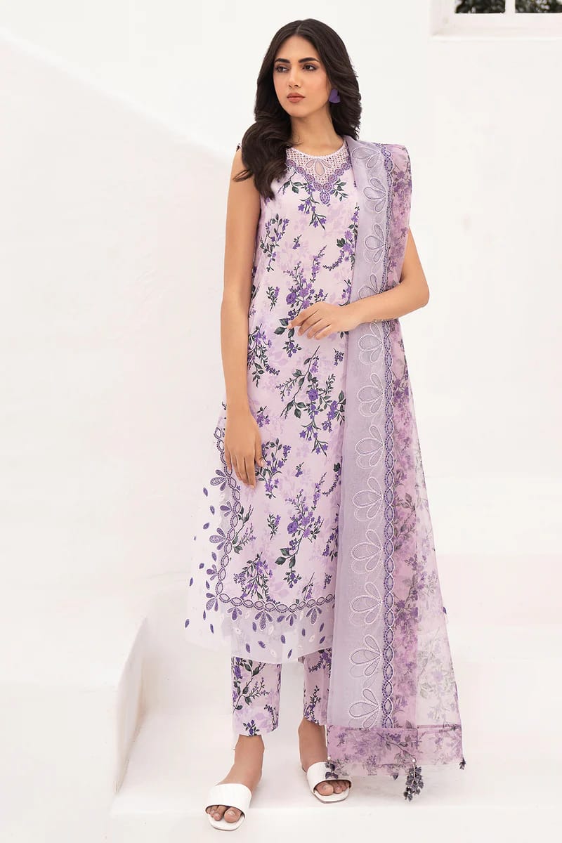 Baroque Embroidered Lawn Print 3pc SL-7892