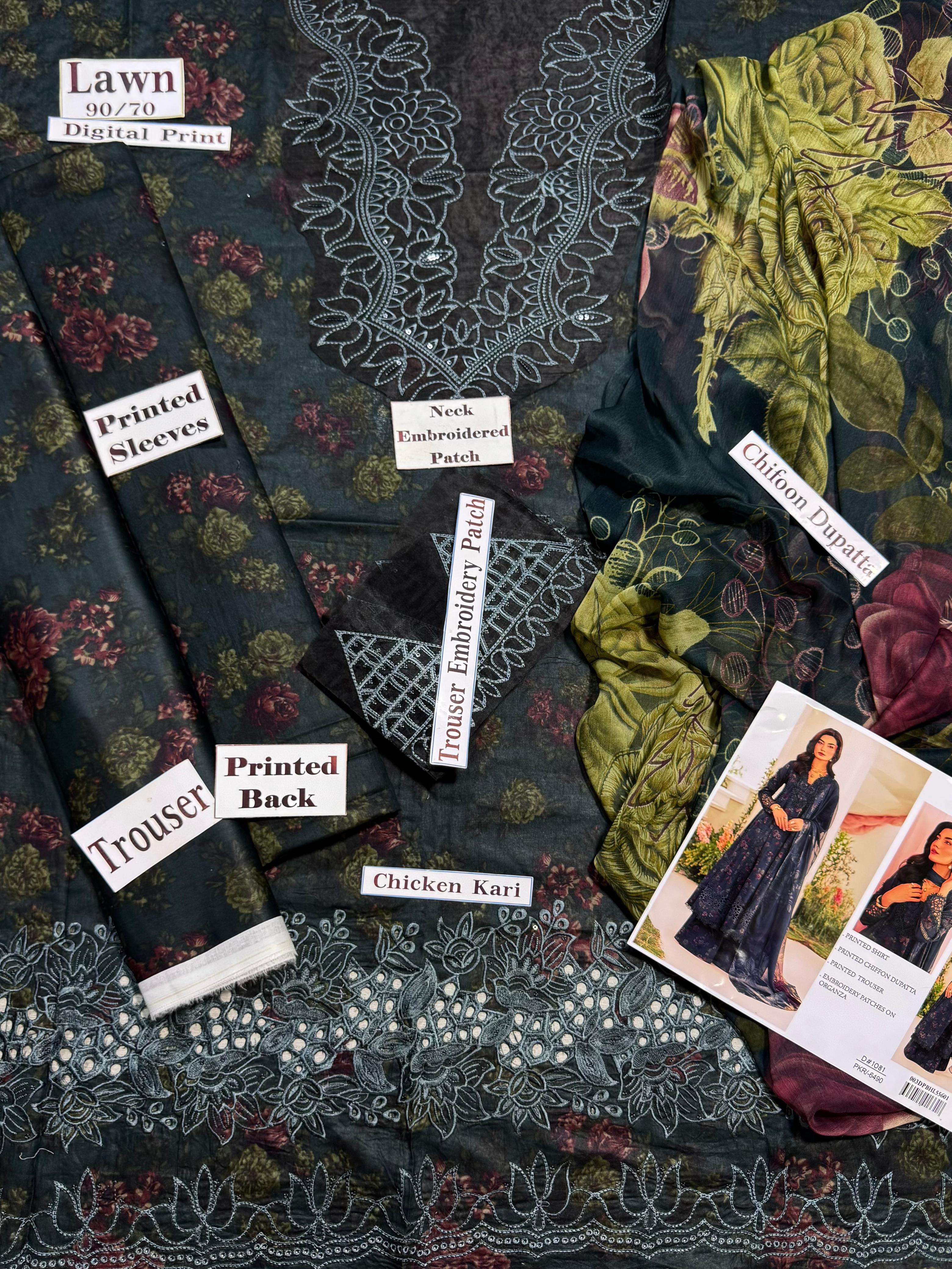 Iznik-Printed Embroidered Lawn Unstiched 3pc (WA-1839)